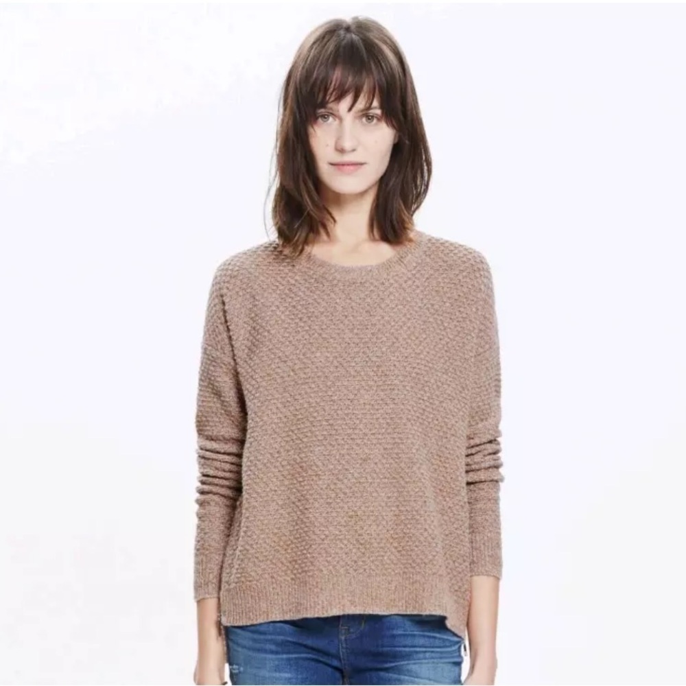 Madewell Landmark Textured Sweater w/Side Zippers, Marled Umber, Size Small